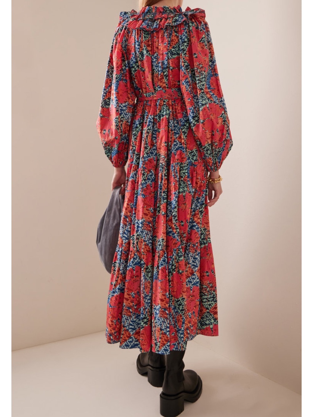 Ulla Johnson Beatrix Prism Floral Maxi Dress Size 6 Belted Ruffle Boho Luxury - Picture 5 of 16